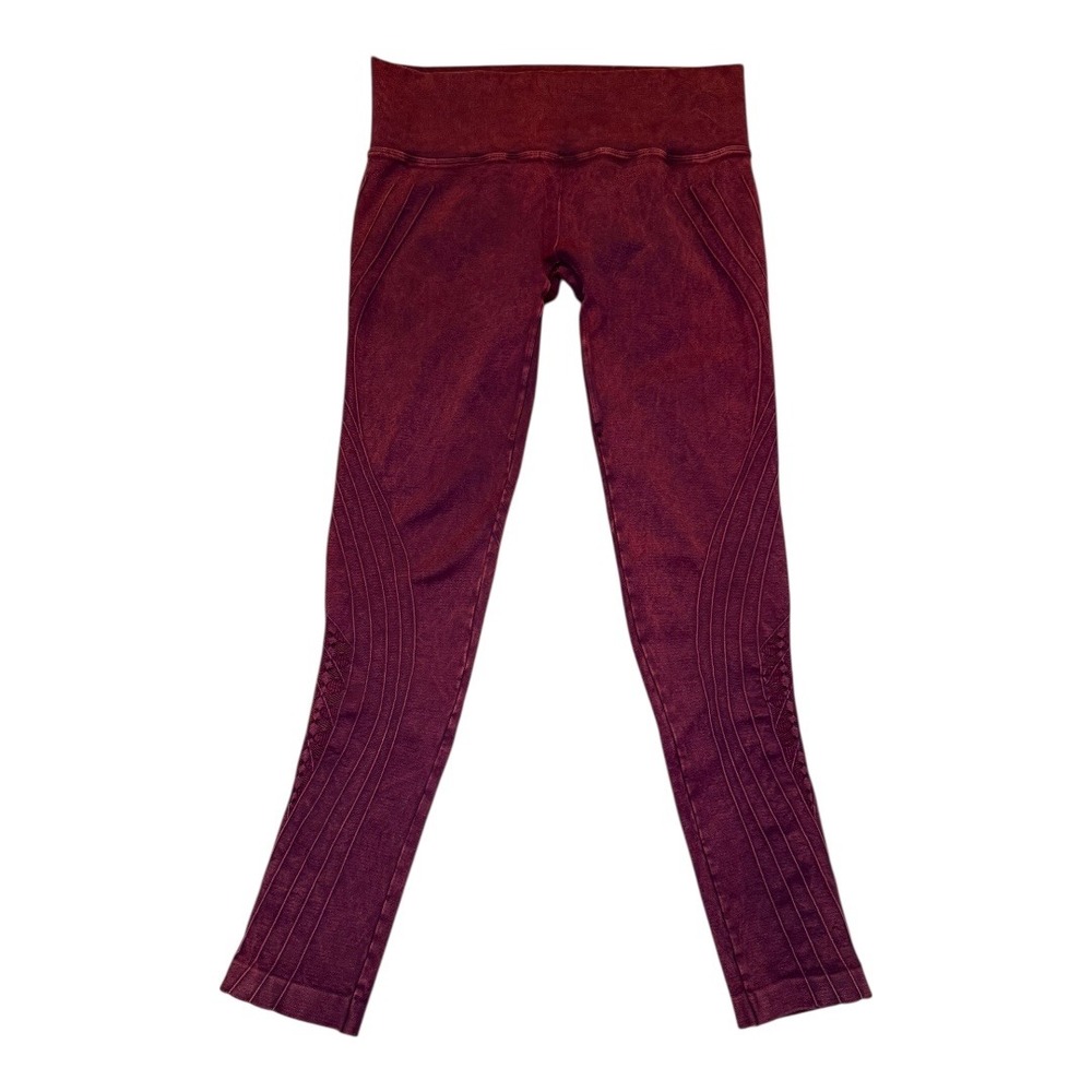 Spiritual Gangster Seamless Ribbed Leggings Burgundy M L Workout Gym Yoga